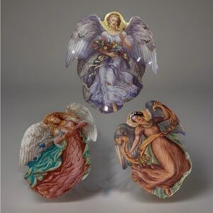 Bradford Exchange 3 Seasons of Joy Porcelain Angel Wall Plaques Ltd Edition